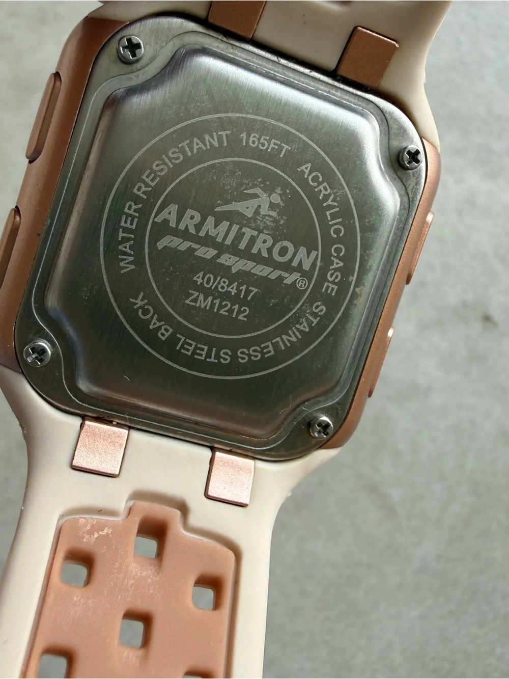 Armitron Digital Chronograph watch pink square Silicone Strap water resistant